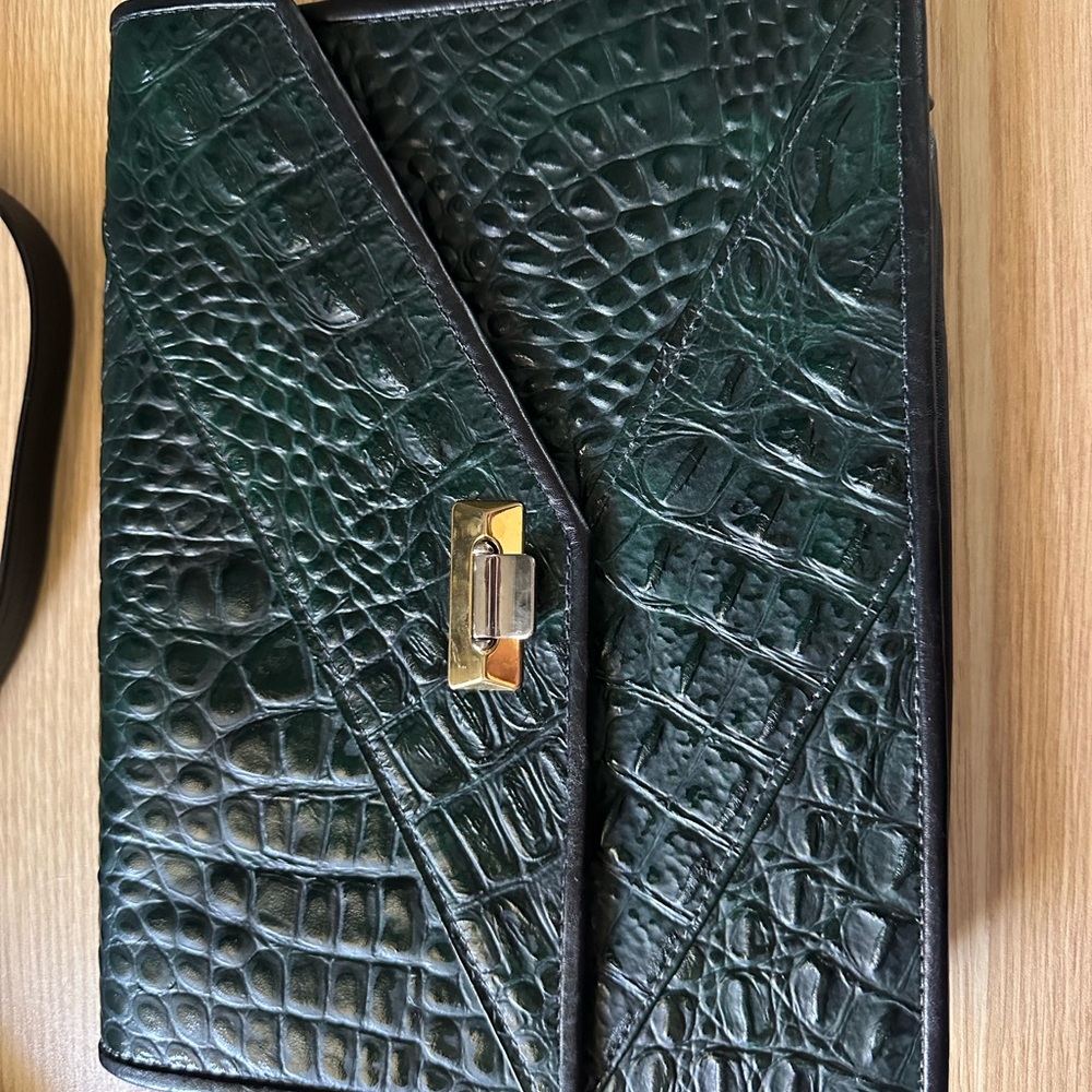 Green and black leather, Artisan made handbag